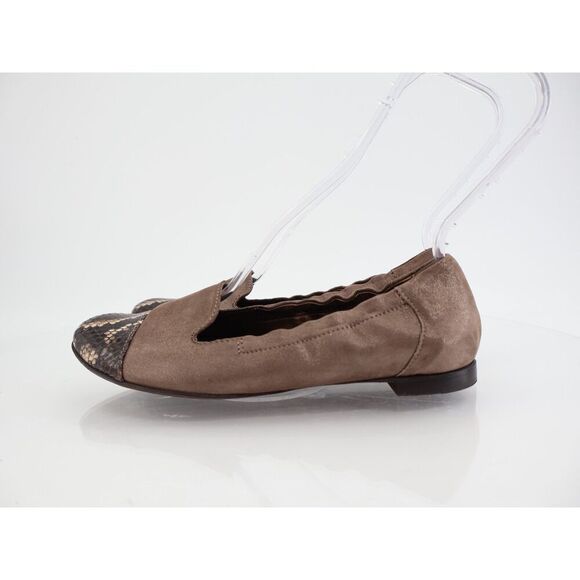 AGL Womens Ballet Flat Women's Size 37 7 Brown Snake Print Leather Slip On Shoes - Picture 4 of 12